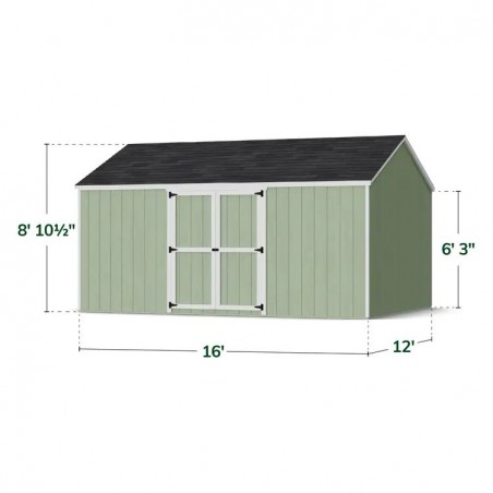 Little Cottage Co. 12x16 Value Gable Wood Storage Shed Kit with Side Entry - (12x16 VGS-SE-PC)