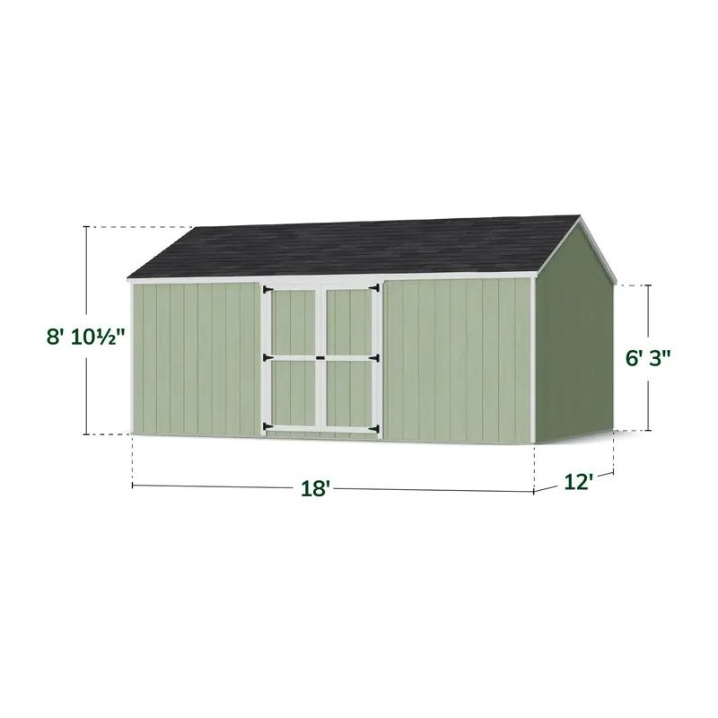 Little Cottage Co. 12x18 Value Gable Wood Storage Shed Kit with Side Entry - (12x18 VGS-SE-PC)