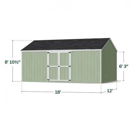 Little Cottage Co. 12x18 Value Gable Wood Storage Shed Kit with Side Entry - (12x18 VGS-SE-PC)