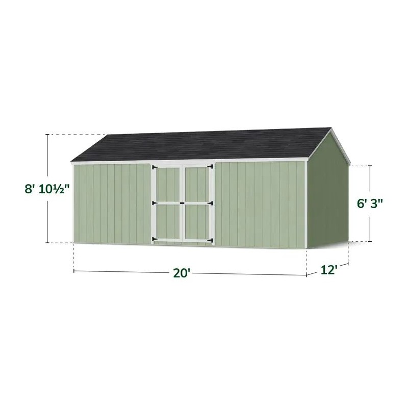 Little Cottage Co. 12x20 Value Gable Wood Storage Shed Kit with Side Entry - (12x20 VGS-SE-PC)