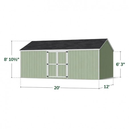Little Cottage Co. 12x20 Value Gable Wood Storage Shed Kit with Side Entry - (12x20 VGS-SE-PC)