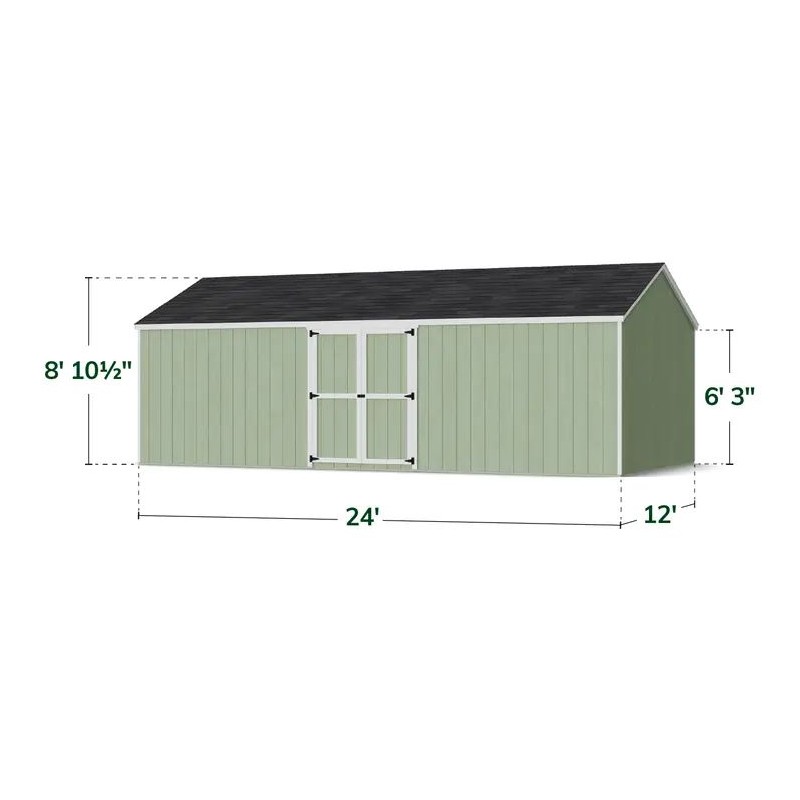 Little Cottage Co. 12x24 Value Gable Wood Storage Shed Kit with Side Entry - (12x24 VGS-SE-PC)