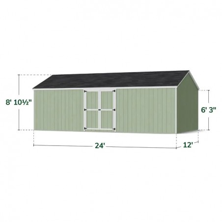 Little Cottage Co. 12x24 Value Gable Wood Storage Shed Kit with Side Entry - (12x24 VGS-SE-PC)