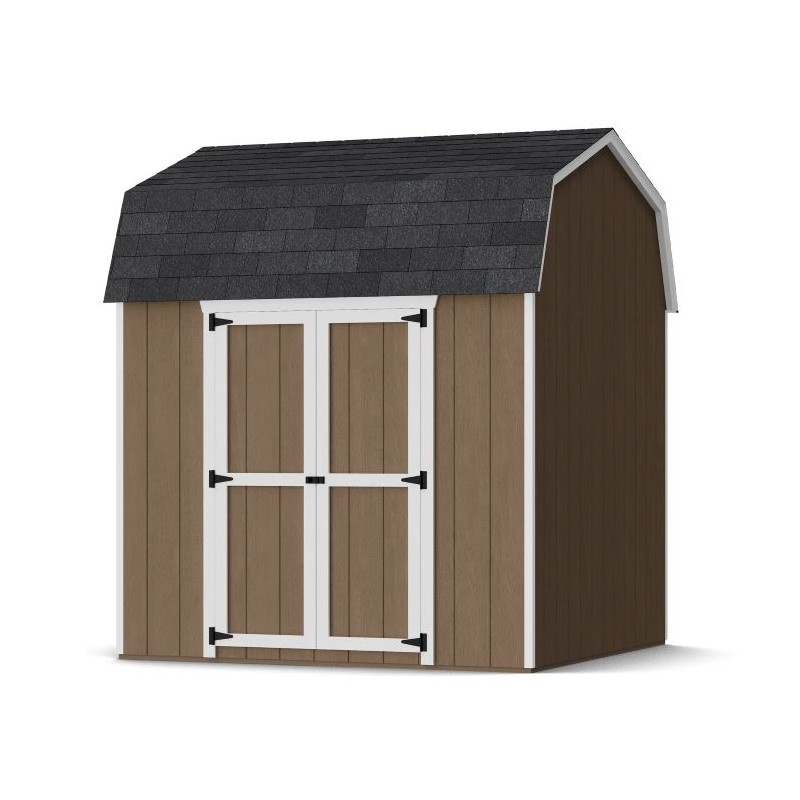 Little Cottage Co. 8x8 Value Gambrel Wood Barn Kit with 6' Sidewalls & Side Entry - (8x8 VGB-6-SE-PC)