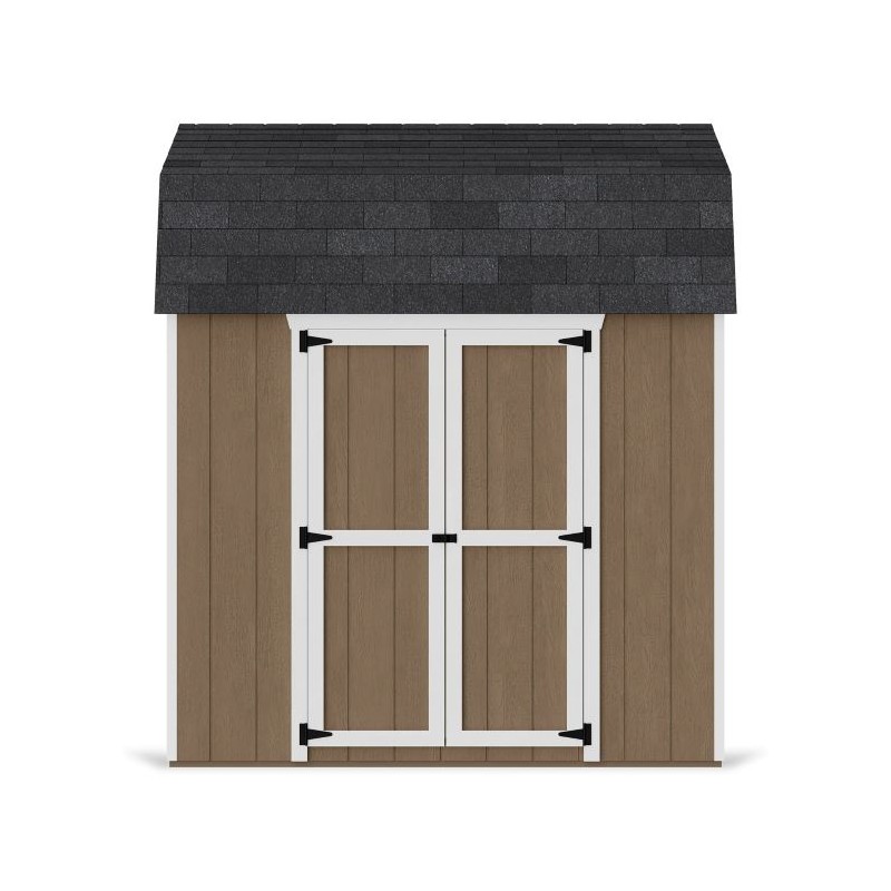 Little Cottage Co. 8x8 Value Gambrel Wood Barn Kit with 6' Sidewalls & Side Entry - (8x8 VGB-6-SE-PC)