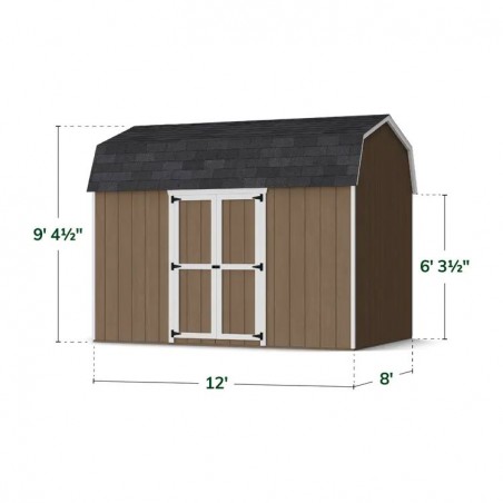 Little Cottage Co. 8x12 Value Gambrel Wood Barn Kit with 6' Sidewalls & Side Entry - (8x12 VGB-6-SE-PC)