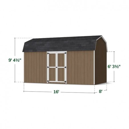 Little Cottage Co. 8x16 Value Gambrel Wood Barn Kit with 6' Sidewalls & Side Entry - (8x16 VGB-6-SE-PC)
