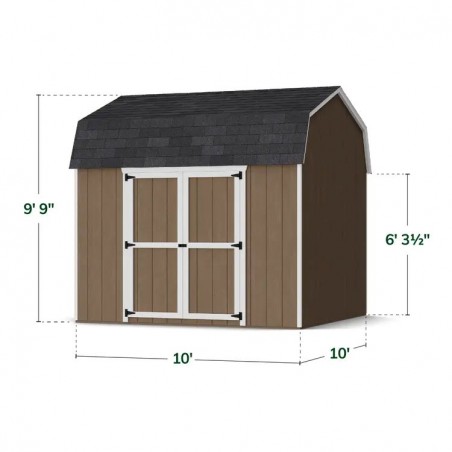 Little Cottage Co. 10x10 Value Gambrel Wood Barn Kit with 6' Sidewalls & Side Entry - (10x10 VGB-6-SE-PC)