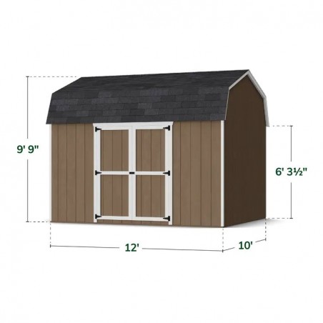 Little Cottage Co. 10x12 Value Gambrel Wood Barn Kit with 6' Sidewalls & Side Entry - (10x12 VGB-6-SE-PC)