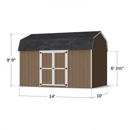 Little Cottage Co. 10x14 Value Gambrel Wood Barn Kit with 6' Sidewalls & Side Entry - (10x14 VGB-6-SE-PC)