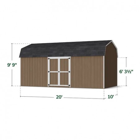 Little Cottage Co. 10x20 Value Gambrel Wood Barn Kit with 6' Sidewalls & Side Entry - (10x20 VGB-6-SE-PC)