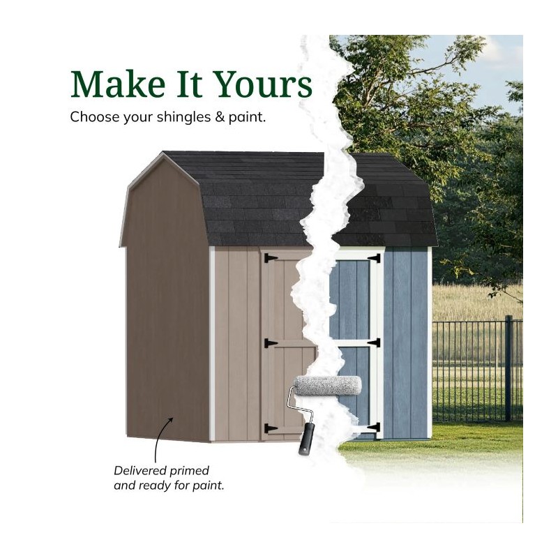 Little Cottage Co. 12x12 Value Gambrel Wood Barn Kit with 6' Sidewalls & Side Entry - (12x12 VGB-6-SE-PC)
