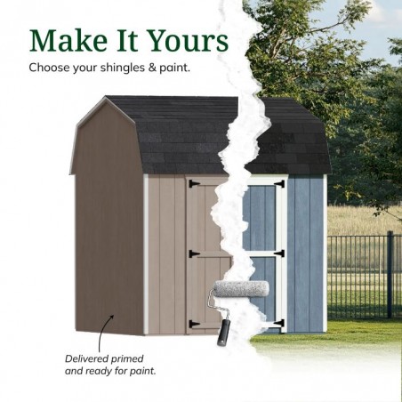 Little Cottage Co. 12x12 Value Gambrel Wood Barn Kit with 6' Sidewalls & Side Entry - (12x12 VGB-6-SE-PC)