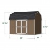 Little Cottage Co. 12x12 Value Gambrel Wood Barn Kit with 6' Sidewalls & Side Entry - (12x12 VGB-6-SE-PC)