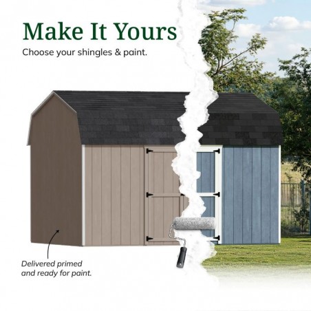 Little Cottage Co. 12x16 Value Gambrel Wood Barn Kit with 6' Sidewalls & Side Entry - (12x16 VGB-6-SE-PC)