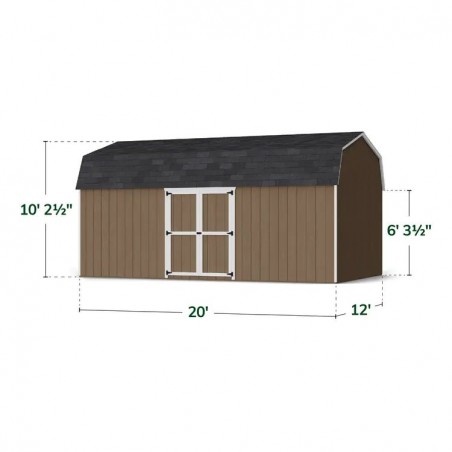 Little Cottage Co. 12x20 Value Gambrel Wood Barn Kit with 6' Sidewalls & Side Entry - (12x20 VGB-6-SE-PC)