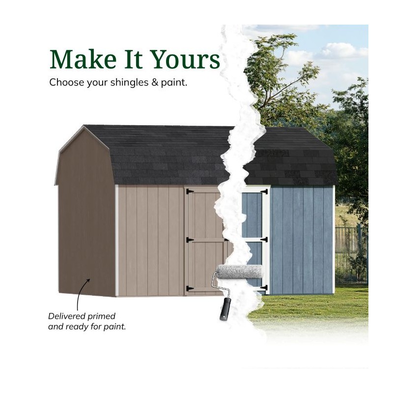 Little Cottage Co. 12x24 Value Gambrel Wood Barn Kit with 6' Sidewalls & Side Entry - (12x24 VGB-6-SE-PC)