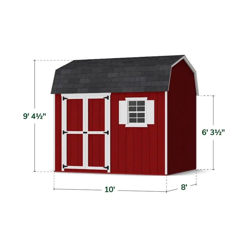 Little Cottage Co. 8x10 Value Gambrel Workshop Wood Barn Kit - (8x10 VGB-6-WS-PC)