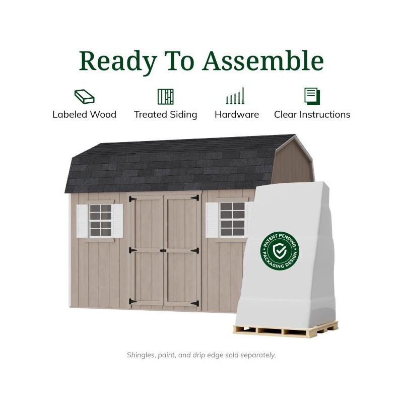 Little Cottage Co. 8x12 Value Gambrel Workshop Wood Barn Kit - (8x12 VGB-6-WS-PC)