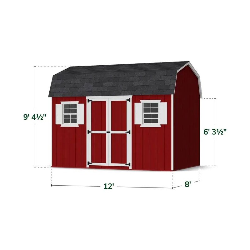 Little Cottage Co. 8x12 Value Gambrel Workshop Wood Barn Kit - (8x12 VGB-6-WS-PC)