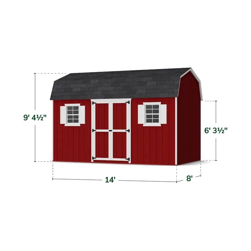 Little Cottage Co. 8x14 Value Gambrel Workshop Wood Barn Kit - (8x14 VGB-6-WS-PC)