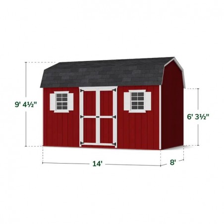 Little Cottage Co. 8x14 Value Gambrel Workshop Wood Barn Kit - (8x14 VGB-6-WS-PC)