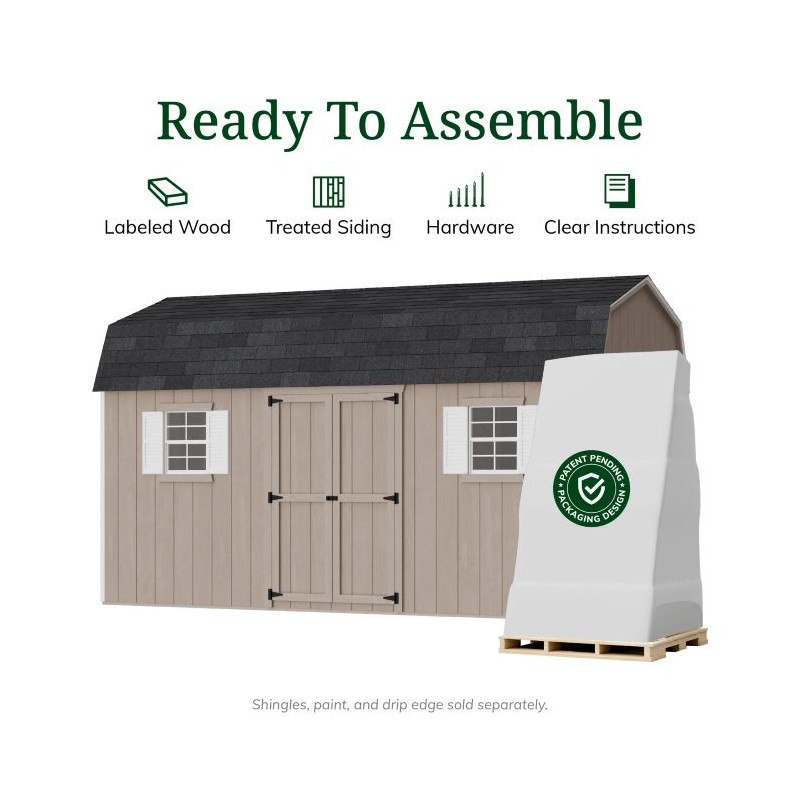 Little Cottage Co. 8x16 Value Gambrel Workshop Wood Barn Kit - (8x16 VGB-6-WS-PC)