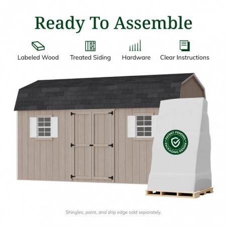 Little Cottage Co. 8x16 Value Gambrel Workshop Wood Barn Kit - (8x16 VGB-6-WS-PC)