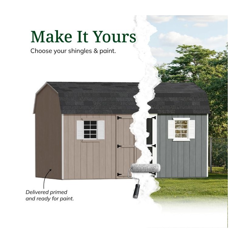 Little Cottage Co. 8x16 Value Gambrel Workshop Wood Barn Kit - (8x16 VGB-6-WS-PC)
