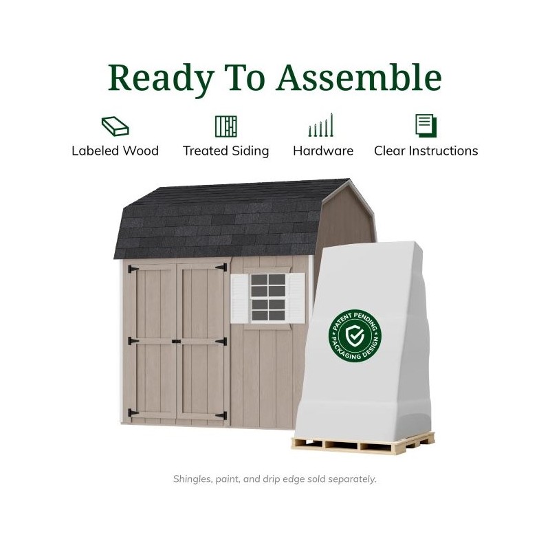 Little Cottage Co. 10x10 Value Gambrel Workshop Wood Barn Kit - (10x10 VGB-6-WS-PC)
