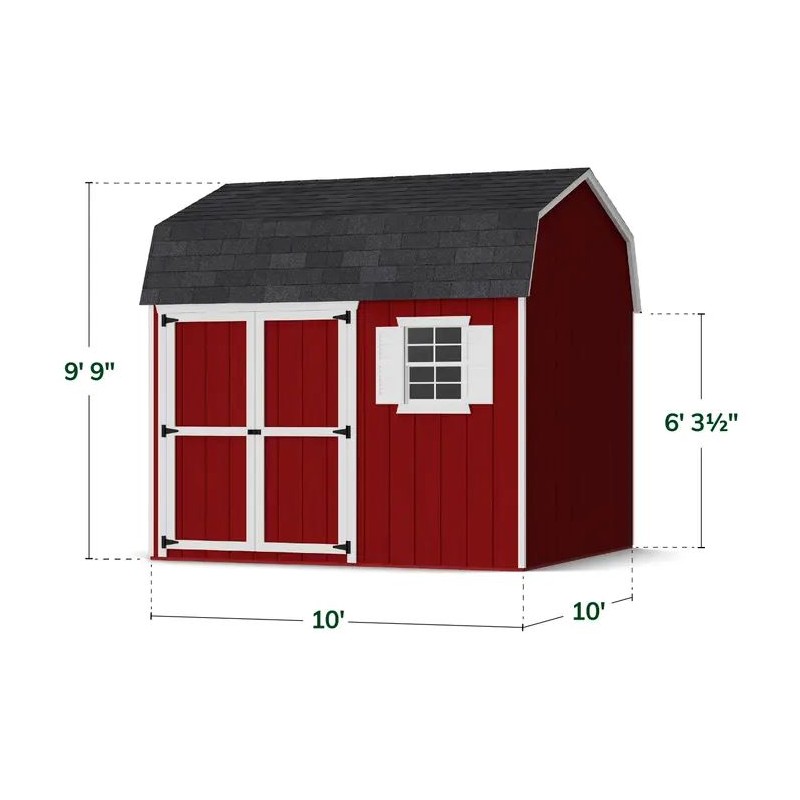 Little Cottage Co. 10x10 Value Gambrel Workshop Wood Barn Kit - (10x10 VGB-6-WS-PC)
