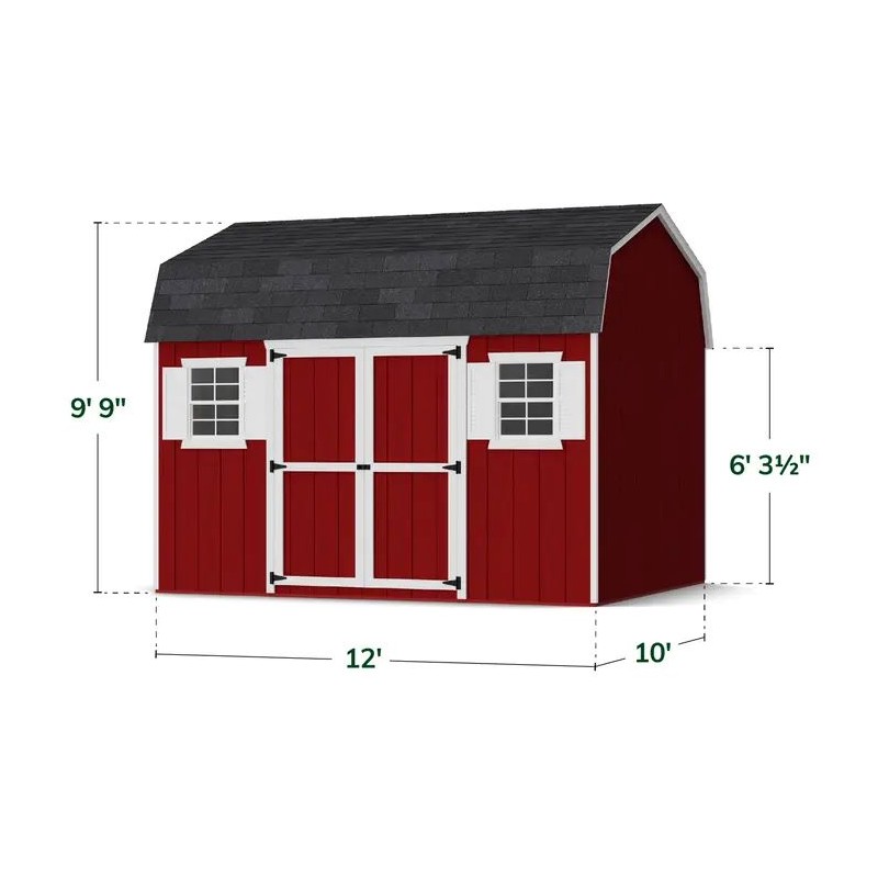 Little Cottage Co. 10x12 Value Gambrel Workshop Wood Barn Kit - (10x12 VGB-6-WS-PC)