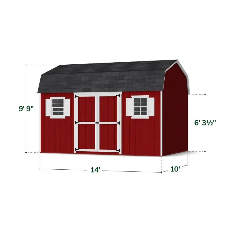 Little Cottage Co. 10x14 Value Gambrel Workshop Wood Barn Kit - (10x14 VGB-6-WS-PC)
