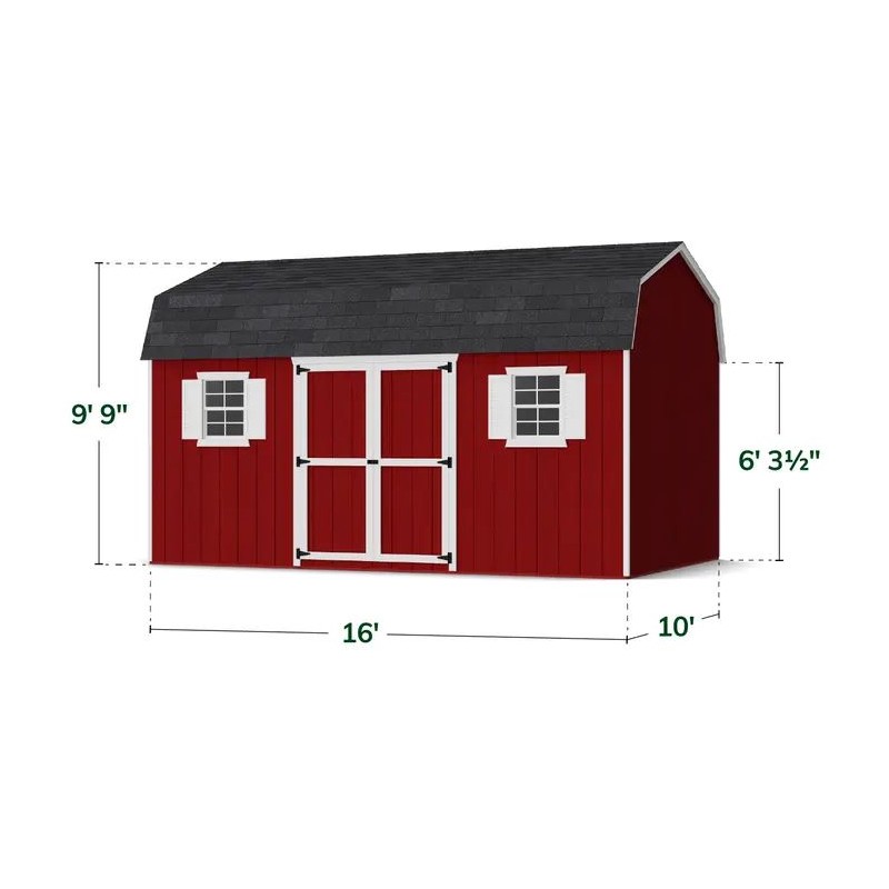 Little Cottage Co. 10x16 Value Gambrel Workshop Wood Barn Kit - (10x16 VGB-6-WS-PC)