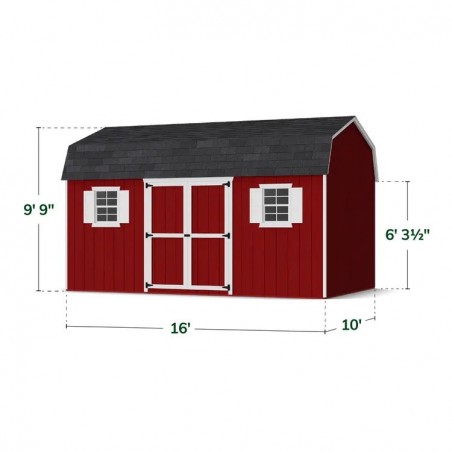 Little Cottage Co. 10x16 Value Gambrel Workshop Wood Barn Kit - (10x16 VGB-6-WS-PC)