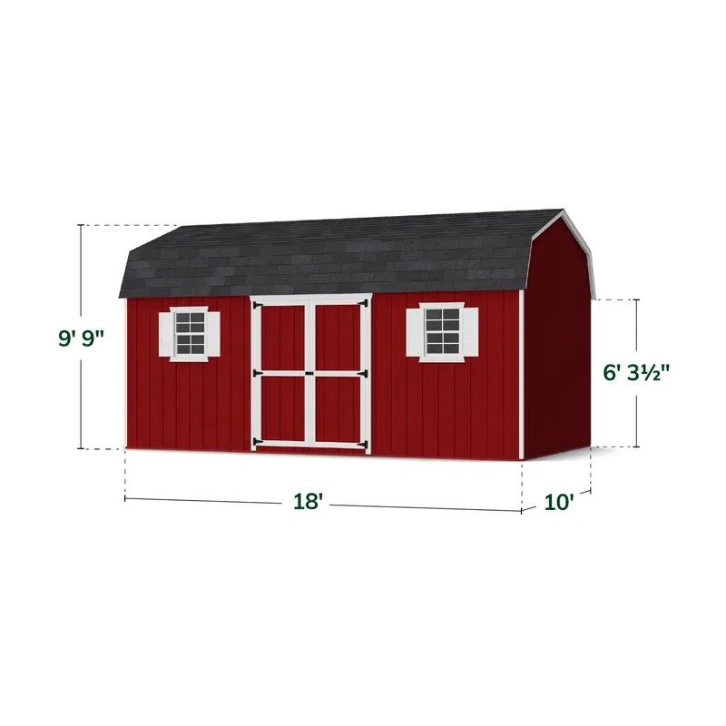 Little Cottage Co. 10x18 Value Gambrel Workshop Wood Barn Kit - (10x18 VGB-6-WS-PC)