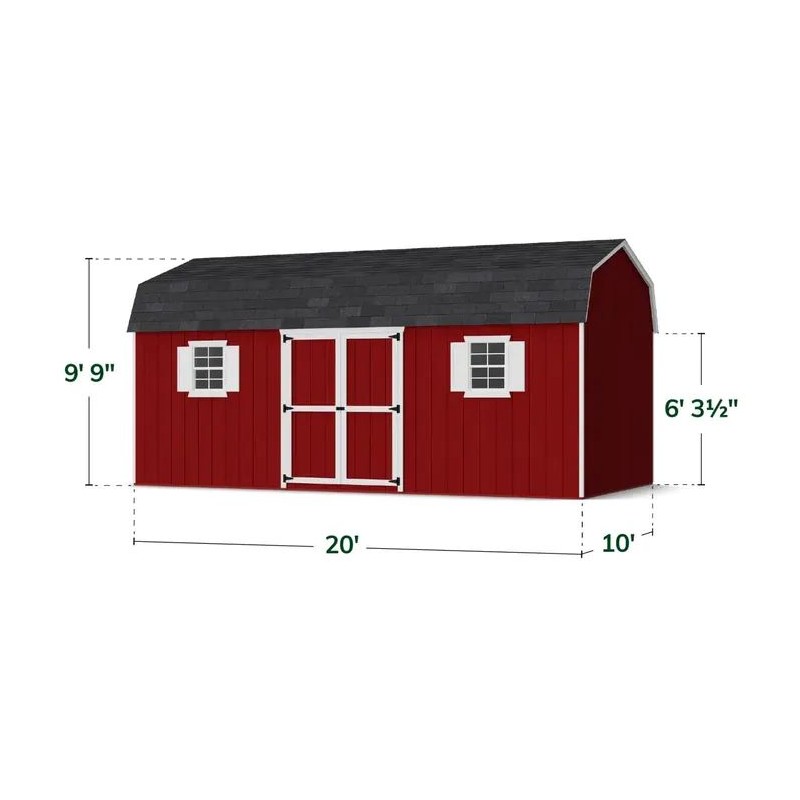 Little Cottage Co. 10x20 Value Gambrel Workshop Wood Barn Kit - (10x20 VGB-6-WS-PC)