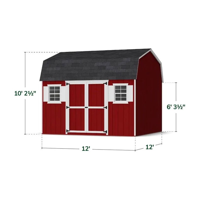 Little Cottage Co. 12x12 Value Gambrel Workshop Wood Barn Kit - (12x12 VGB-6-WS-PC)