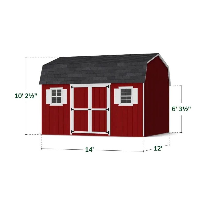 Little Cottage Co. 12x14 Value Gambrel Workshop Wood Barn Kit - (12x14 VGB-6-WS-PC)