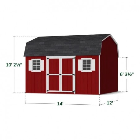 Little Cottage Co. 12x14 Value Gambrel Workshop Wood Barn Kit - (12x14 VGB-6-WS-PC)