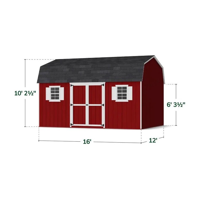 Little Cottage Co. 12x16 Value Gambrel Workshop Wood Barn Kit - (12x16 VGB-6-WS-PC)