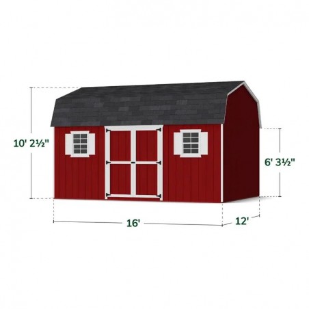 Little Cottage Co. 12x16 Value Gambrel Workshop Wood Barn Kit - (12x16 VGB-6-WS-PC)