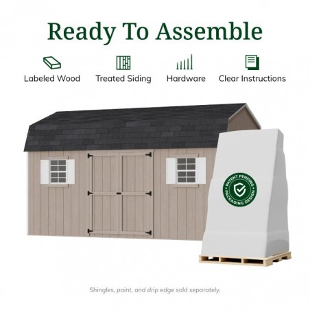 Little Cottage Co. 12x18 Value Gambrel Workshop Wood Barn Kit - (12x18 VGB-6-WS-PC)