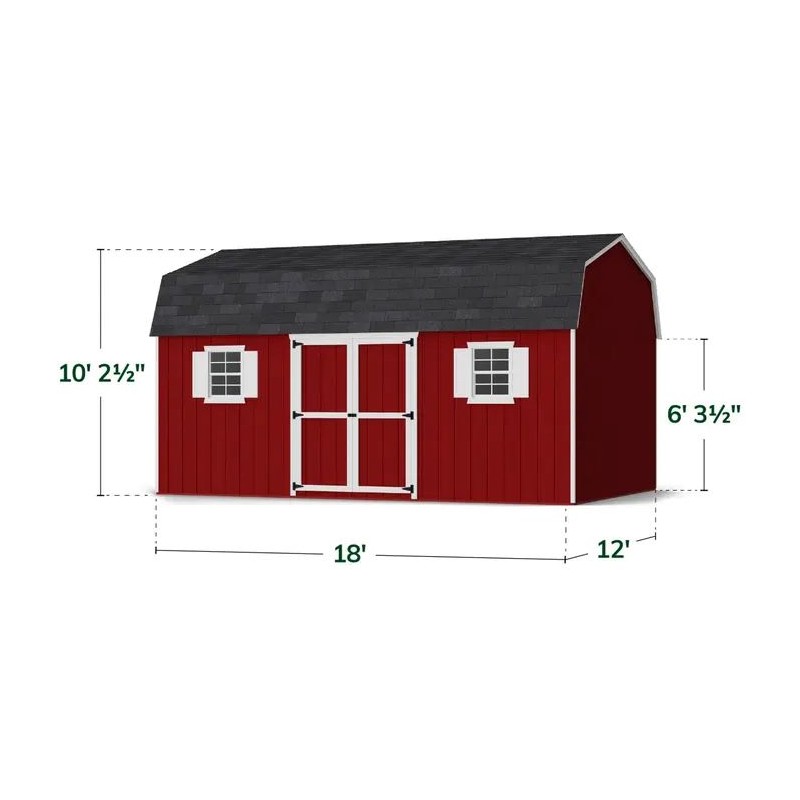 Little Cottage Co. 12x18 Value Gambrel Workshop Wood Barn Kit - (12x18 VGB-6-WS-PC)