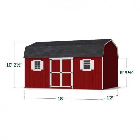 Little Cottage Co. 12x18 Value Gambrel Workshop Wood Barn Kit - (12x18 VGB-6-WS-PC)