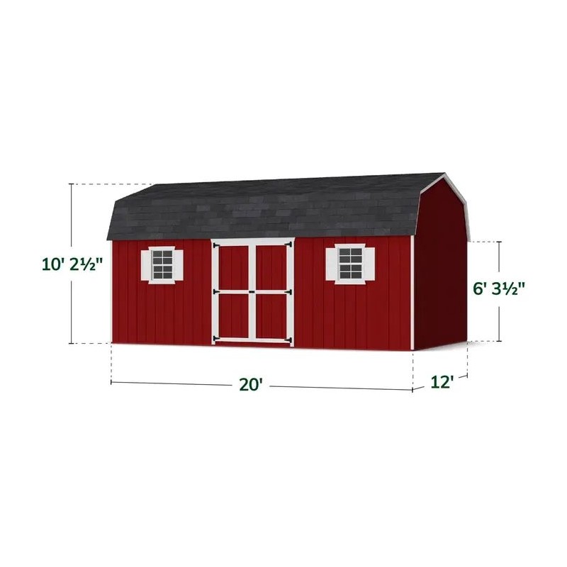 Little Cottage Co. 12x20 Value Gambrel Workshop Wood Barn Kit - (12x20 VGB-6-WS-PC)