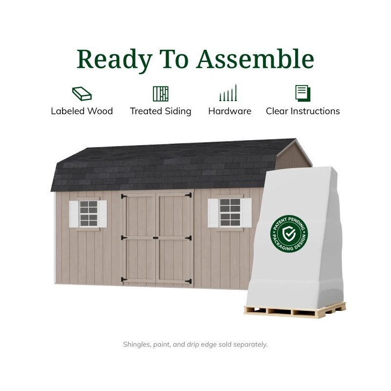 Little Cottage Co. 12x24 Value Gambrel Workshop Wood Barn Kit - (12x24 VGB-6-WS-PC)