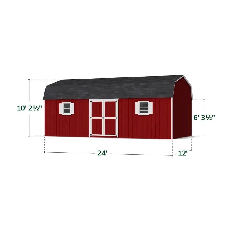 Little Cottage Co. 12x24 Value Gambrel Workshop Wood Barn Kit - (12x24 VGB-6-WS-PC)
