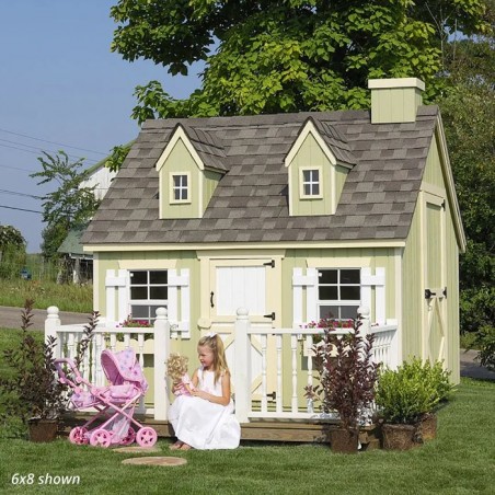 Little Cottage Co. 6x8 Cape Cod Panelized Wood Playhouse Kit - (6x8 CCP-PNK)