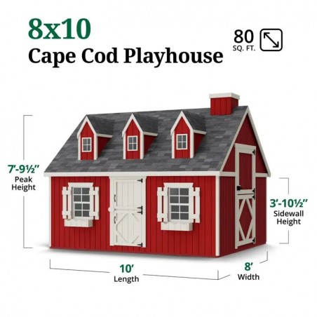 Little Cottage Co. 8x10 Cape Cod Panelized Wood Playhouse Kit - (8x10 CCP-PNK)